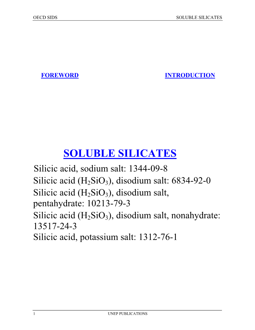 Soluble Silicates