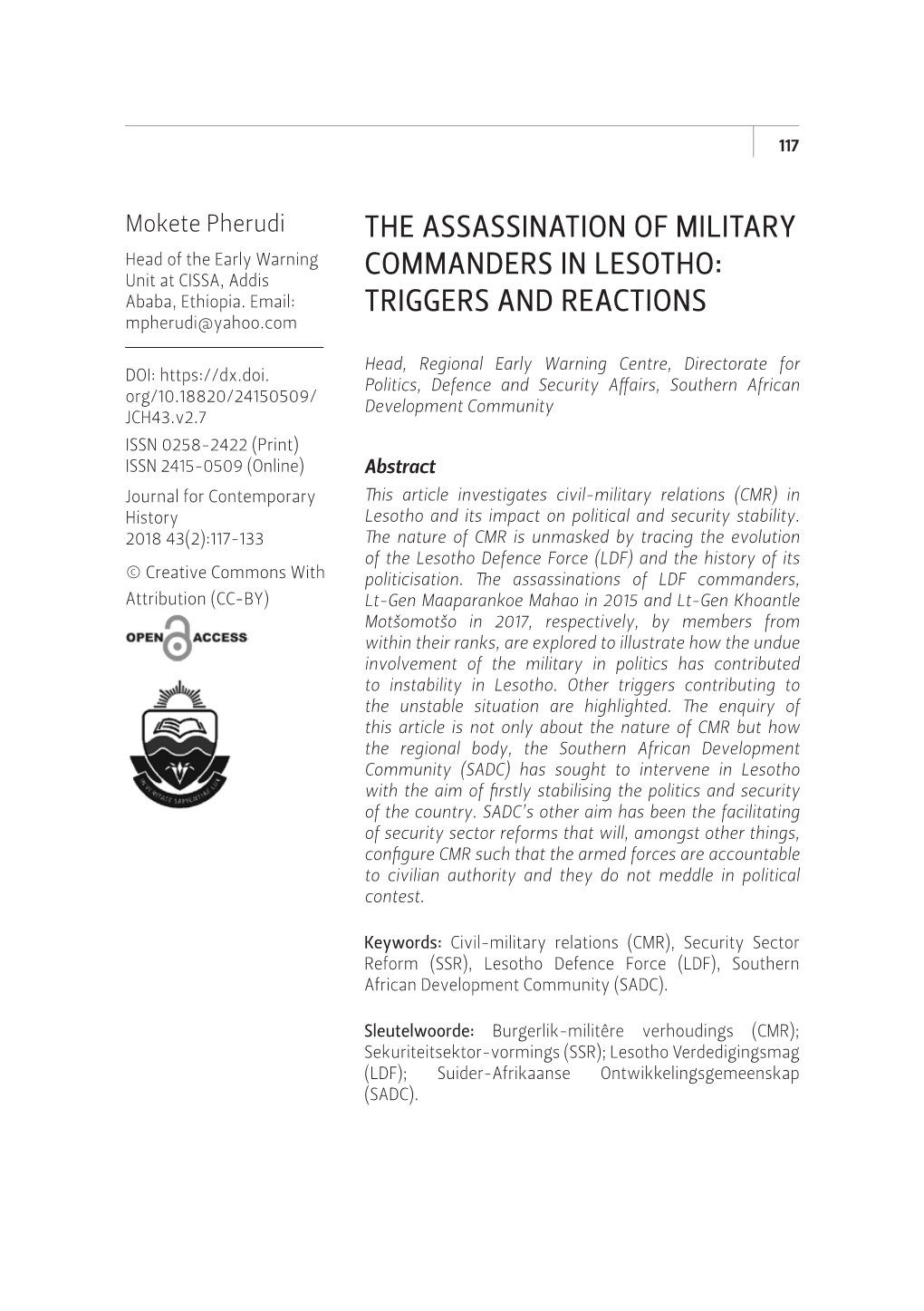 The Assassination of Military Commanders In