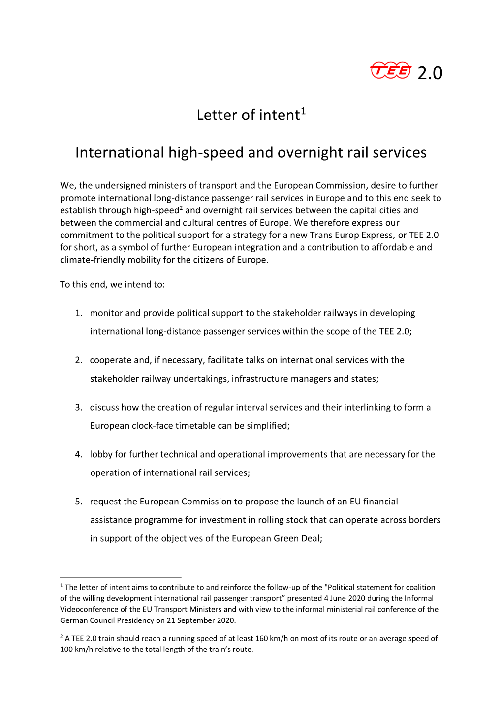 Letter of Intent1 International High-Speed And