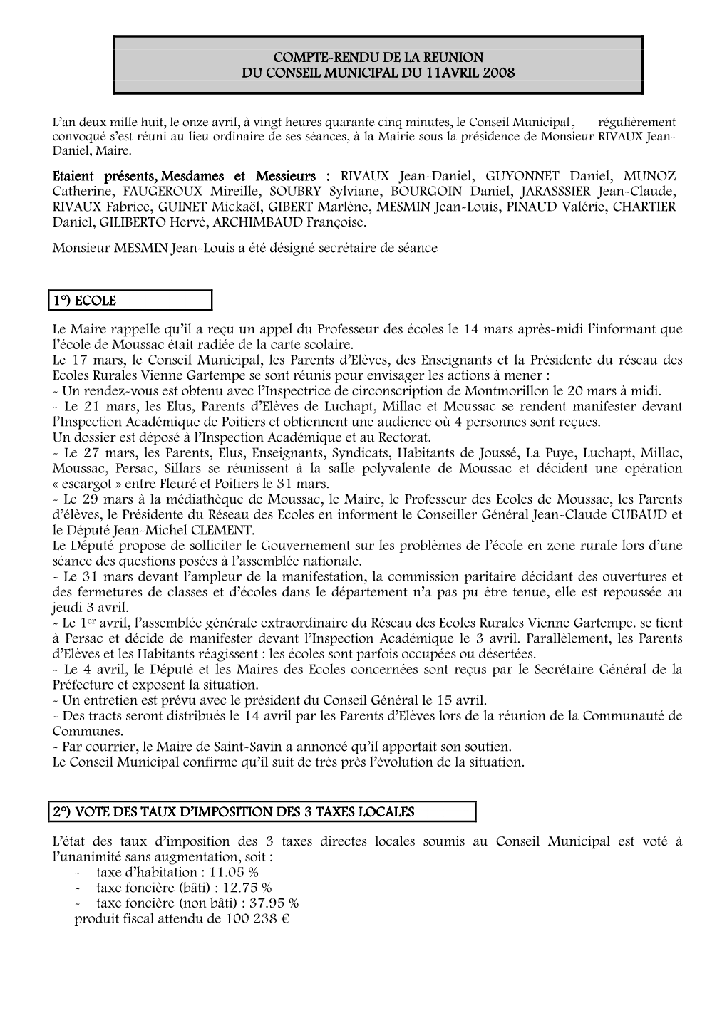 Compte-Rendu De La Reunion Rendu De