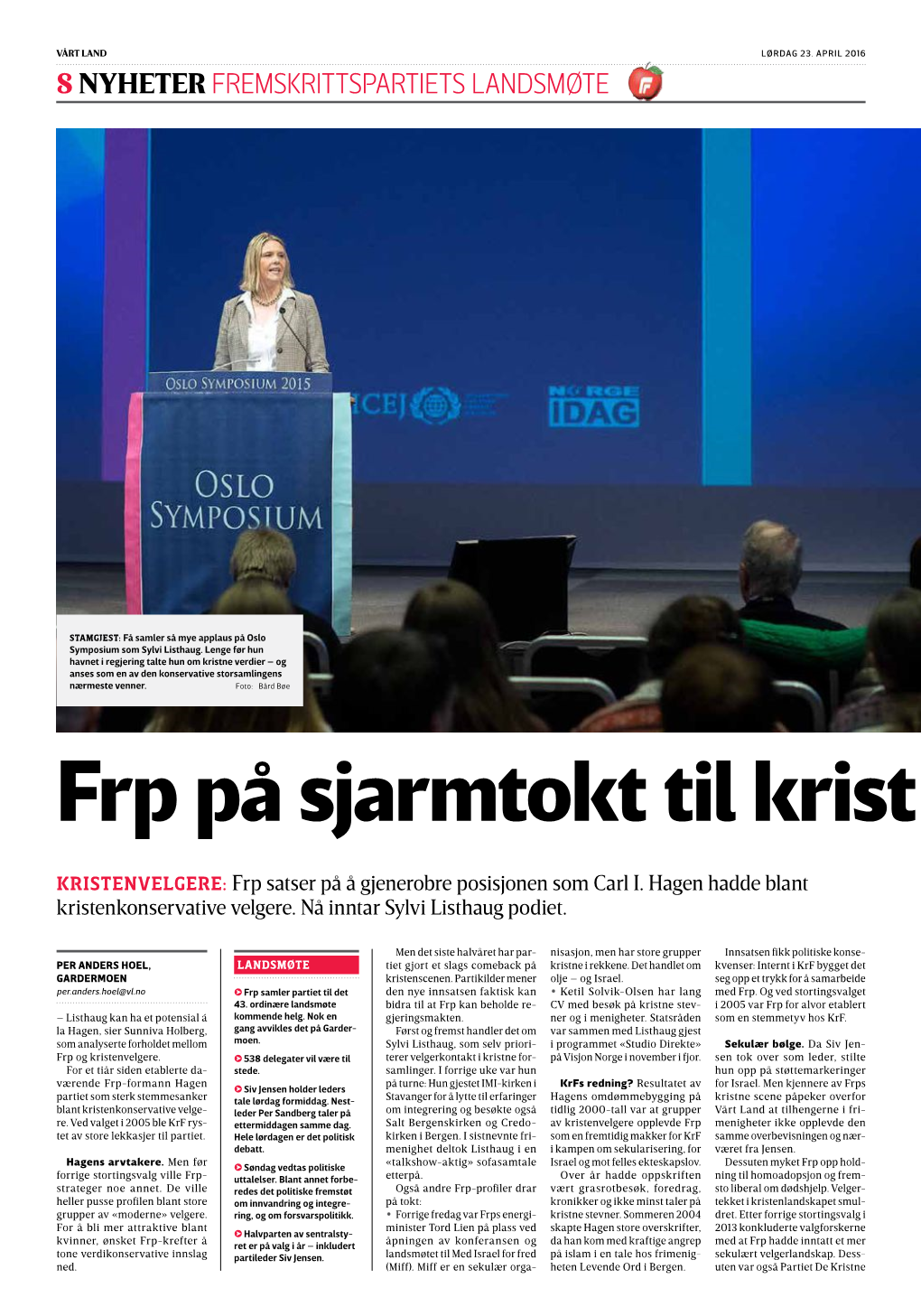 Frp På Sjarmtokt Til Kristen Grasrot