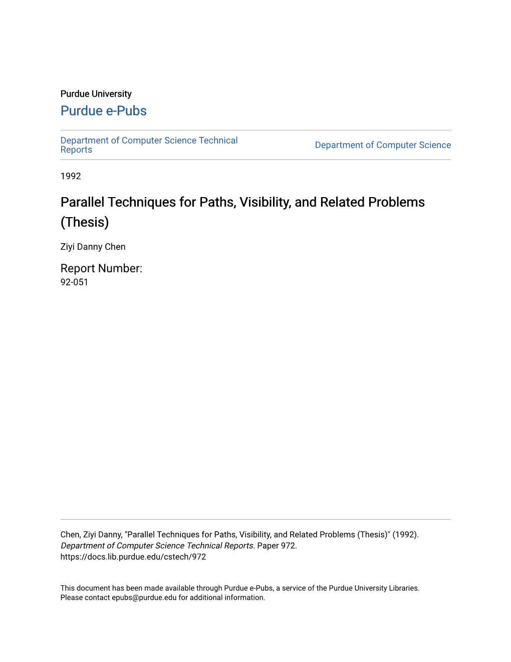 Parallel Techniques for Paths, Visibility, and Related Problems (Thesis)