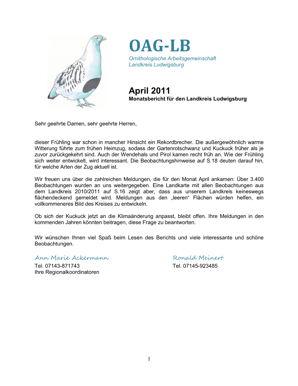 OAG-LB Ornithologische Arbeitsgemeinschaft Landkreis Ludwigsburg