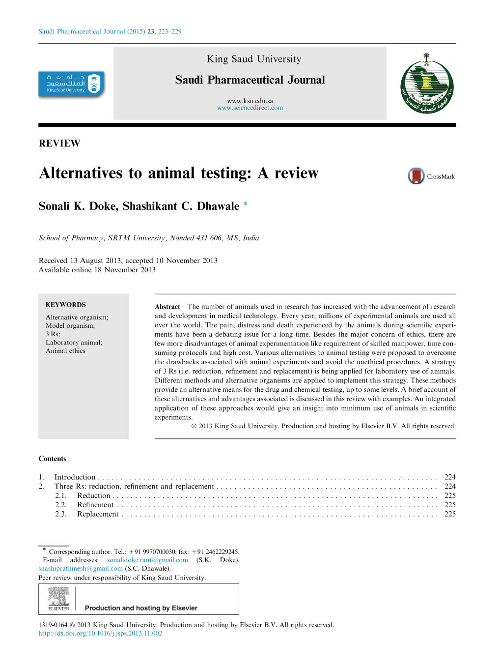 Alternatives to Animal Testing: a Review