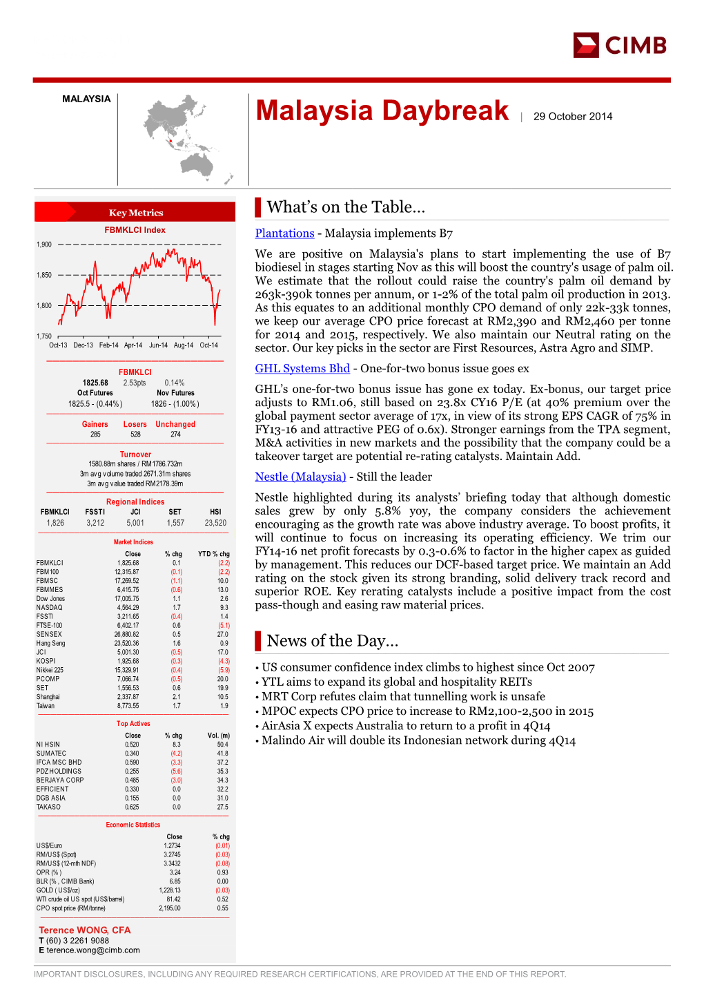 Malaysia Daybreak | 29 October 2014