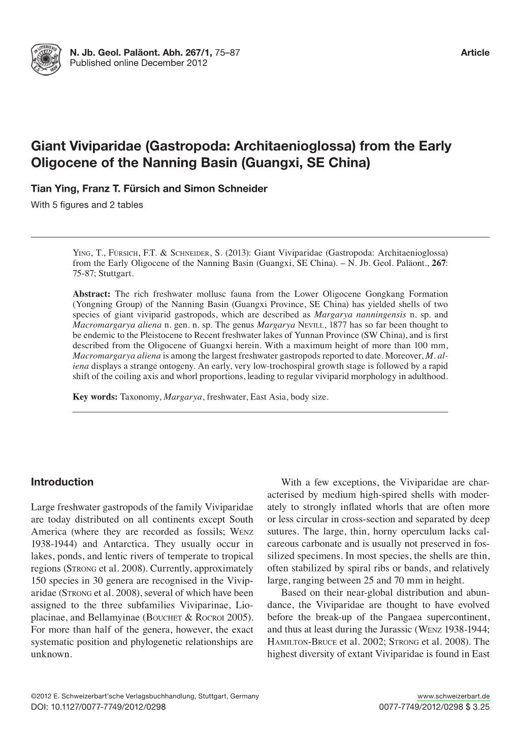 From the Early Oligocene of the Nanning Basin (Guangxi, SE China)