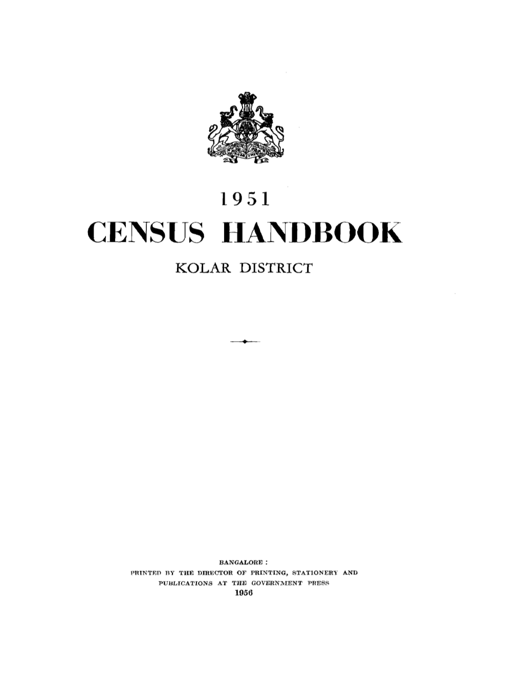 Census Handbook, Kolar