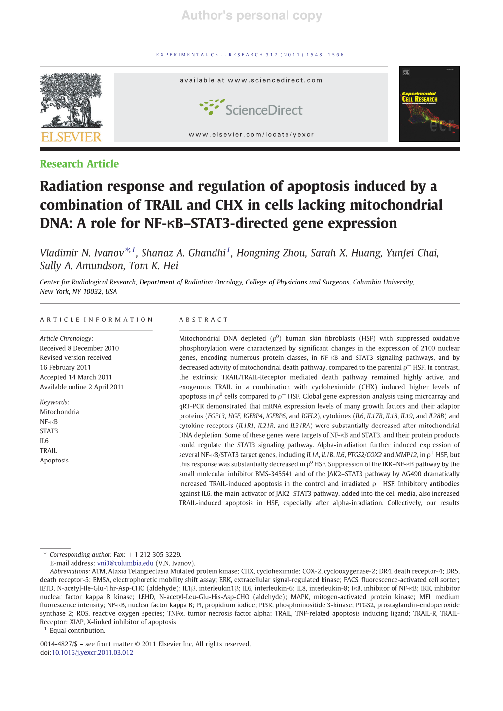 Radiation Response and Regulation of Apoptosis