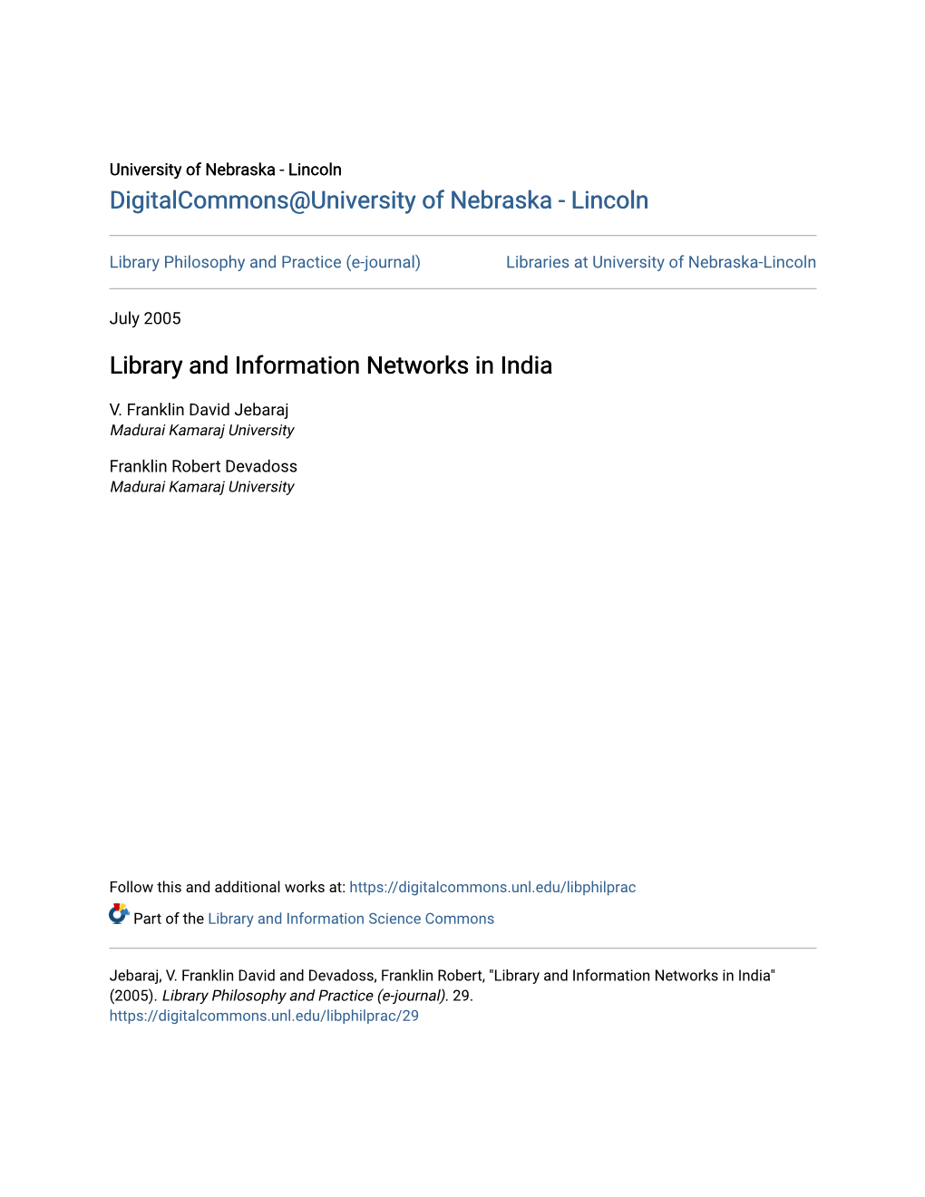 Library and Information Networks in India