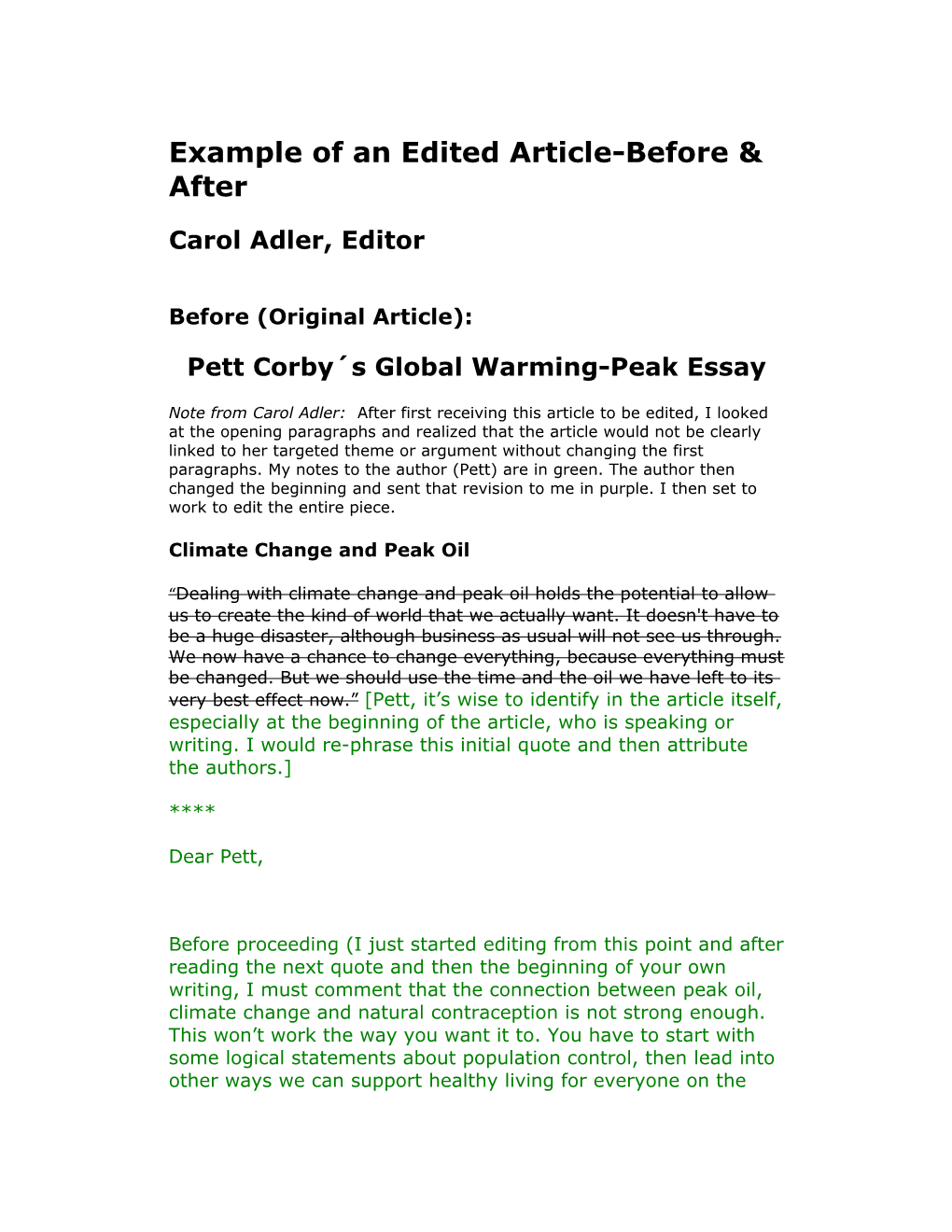 Example of an Edited Article-Before & After