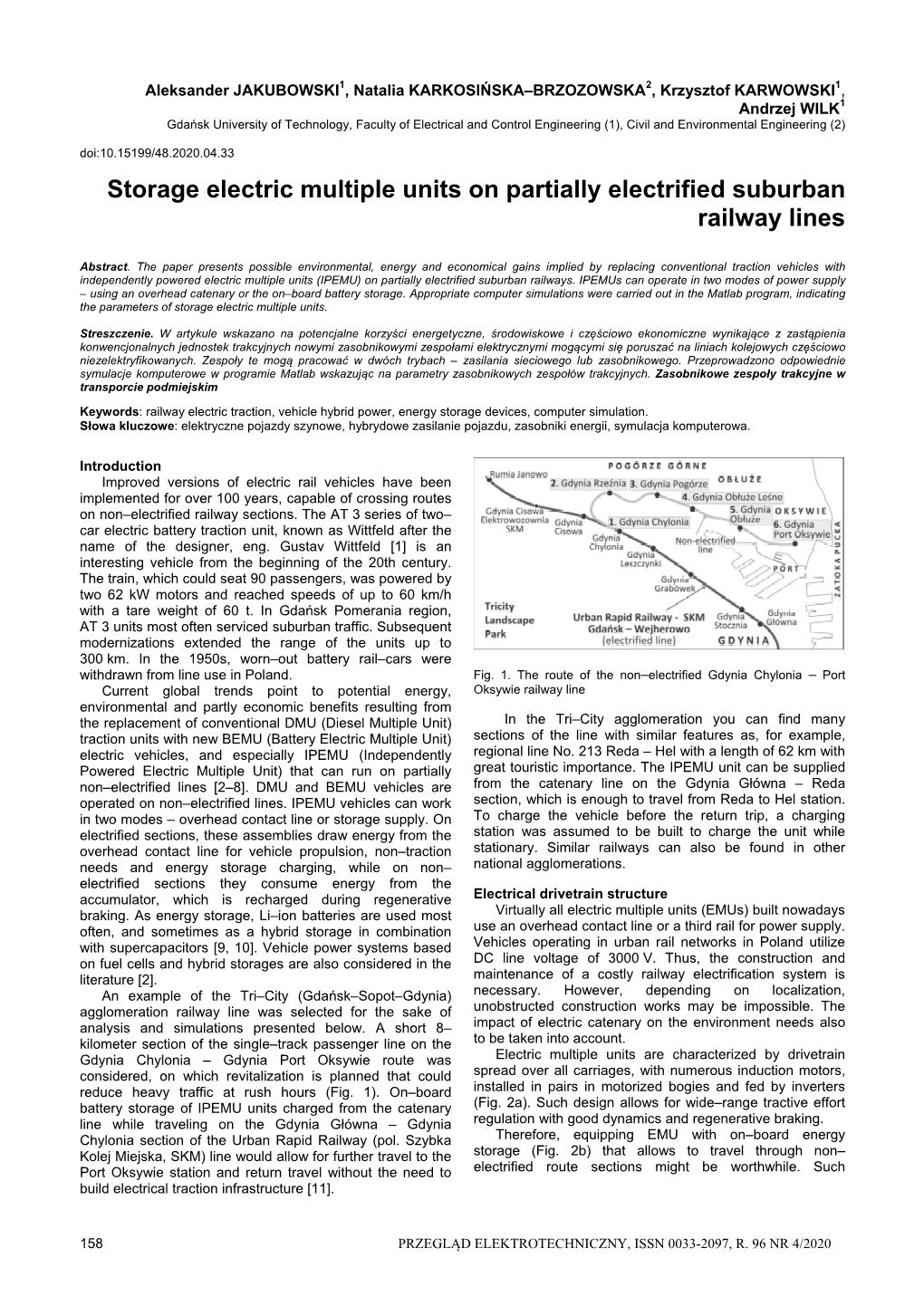 Storage Electric Multiple Units on Partially Electrified Suburban Railway Lines