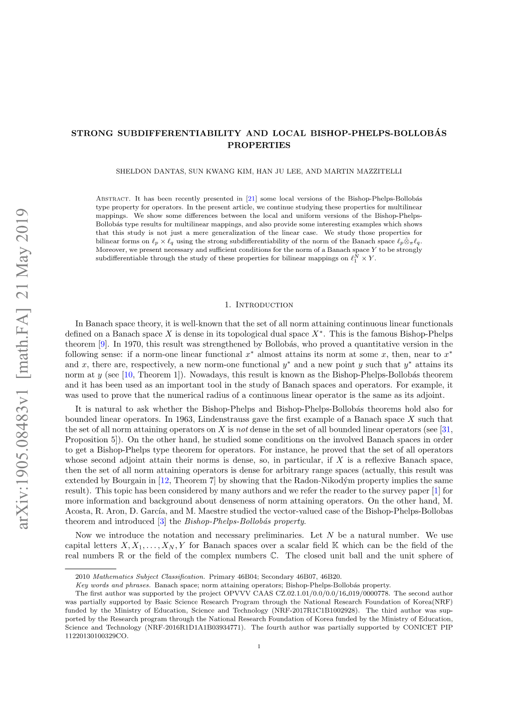 Math.FA] 21 May 2019 Now We Introduce the Notation and Necessary Preliminaries