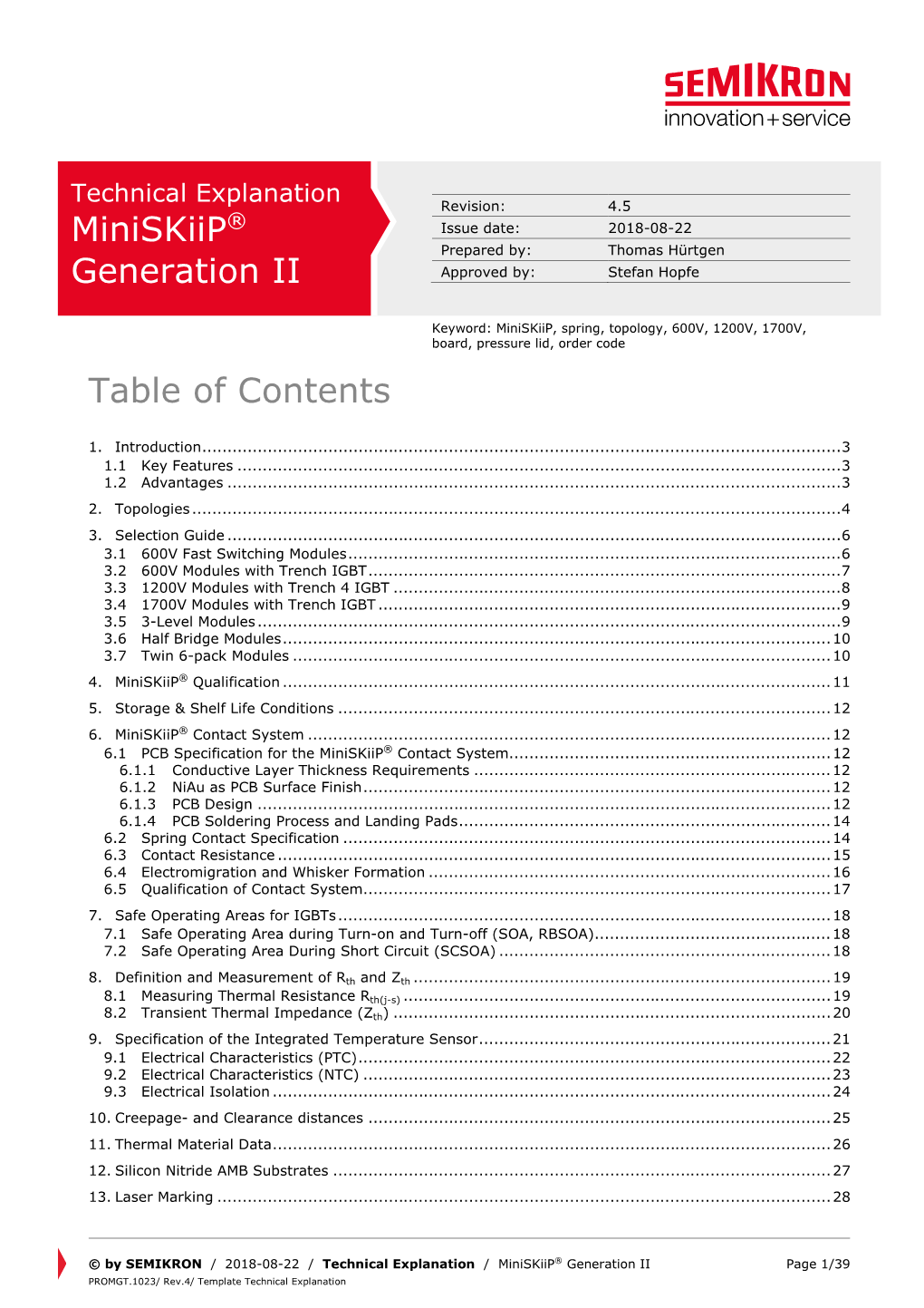 Table of Contents Miniskiip® Generation II