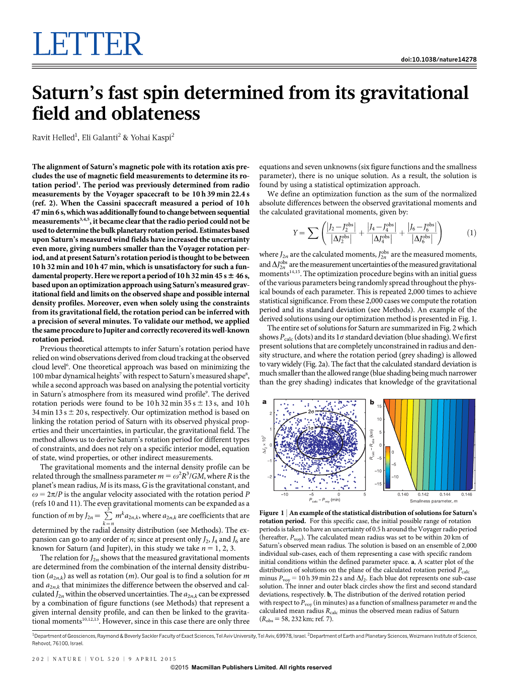 Saturn's Fast Spin Determined from Its