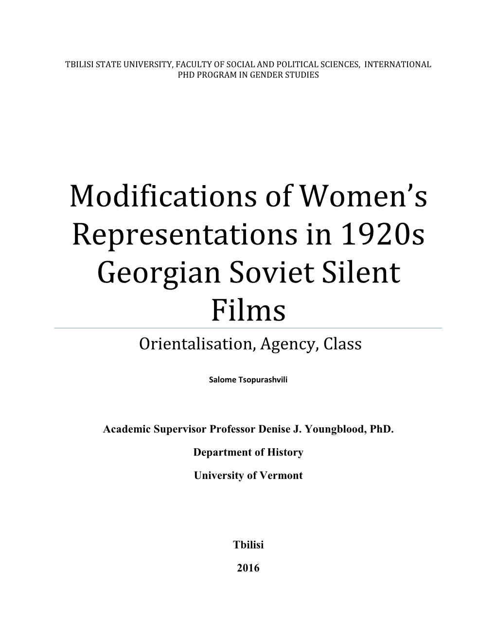 Modifications of Women's Representations in 1920S Georgian