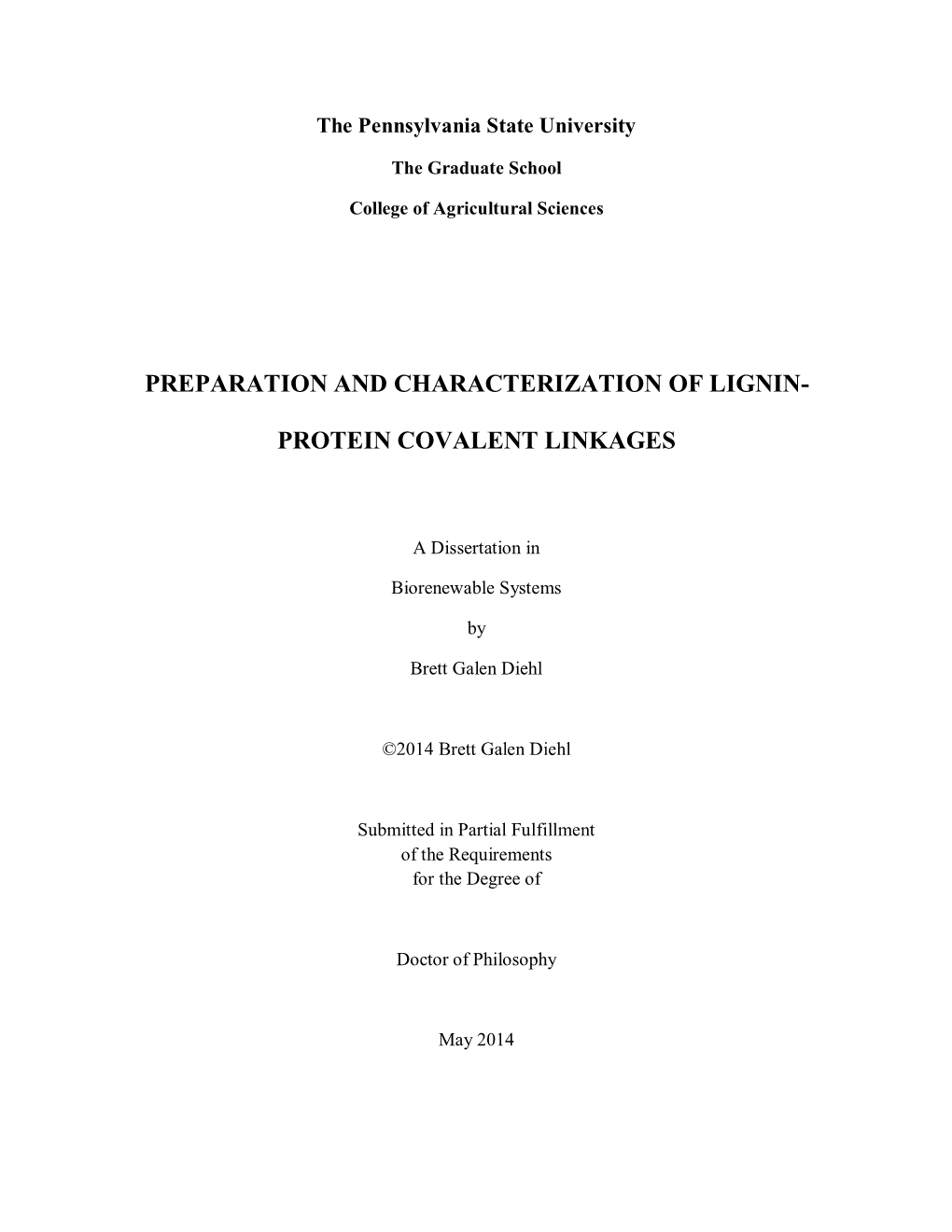 Preparation and Characterization of Lignin