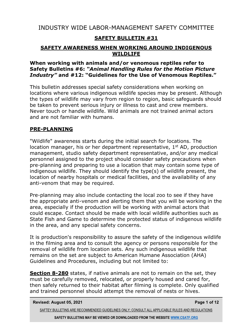 Industry Wide Labor-Management Safety