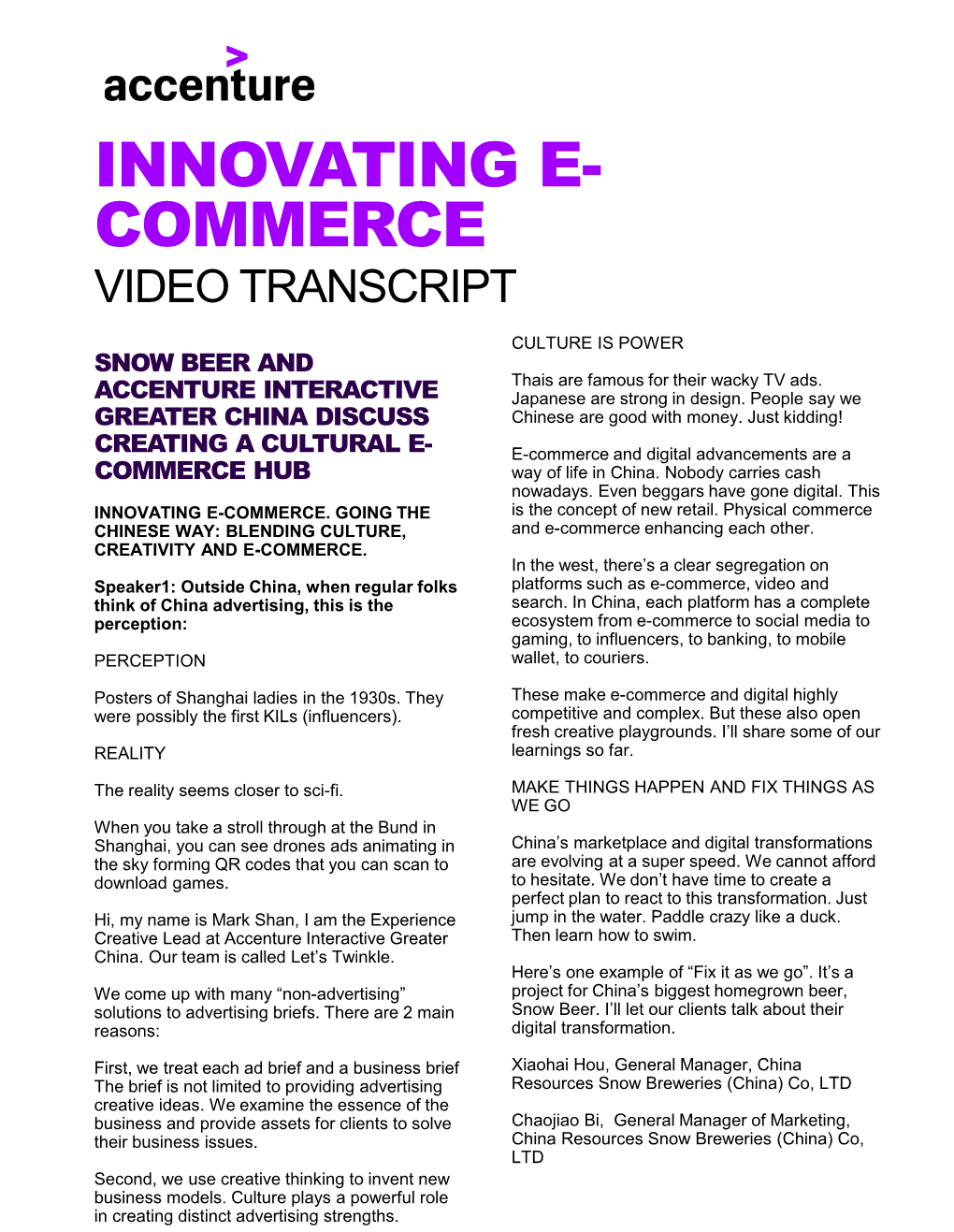 Video Transcript – Creating a Cultural E-Commerce Hub | Accenture