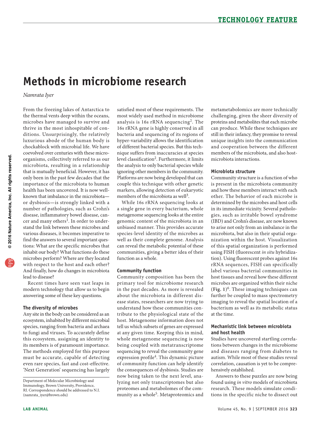 Methods in Microbiome Research Namrata Iyer