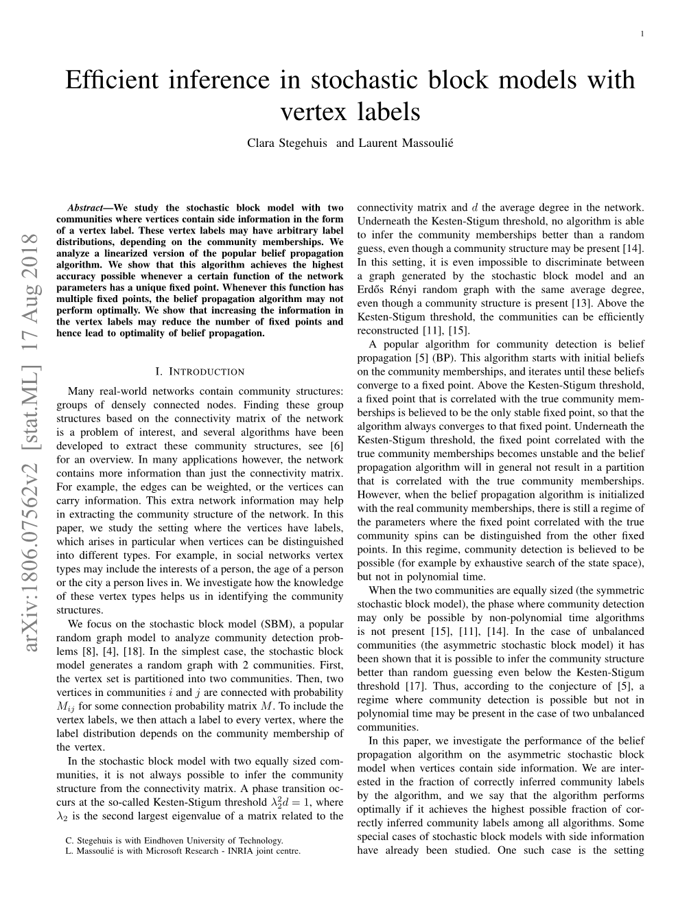 Efficient Inference in Stochastic Block Models with Vertex Labels