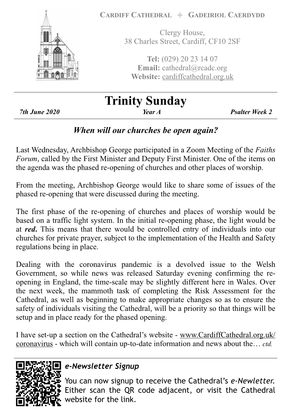 Trinity Sunday 7Th June 2020 Year a Psalter Week 2