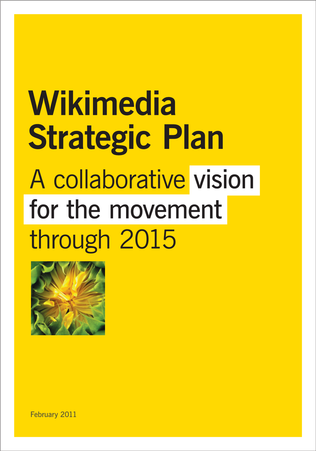 Strategic Plan a Collaborative Vision for the Movement Through 2015