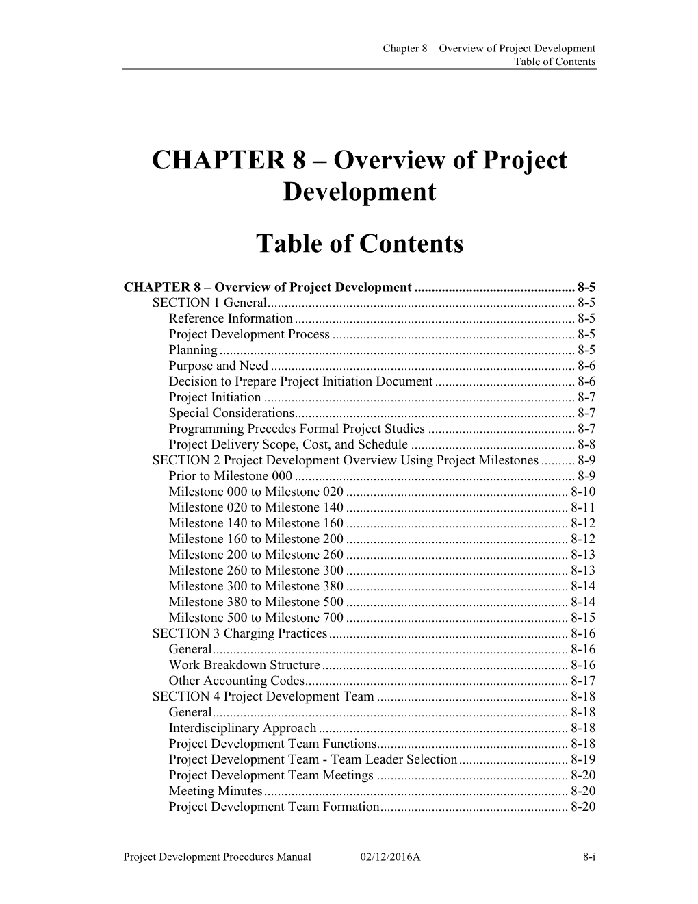 Chapter 8: Overview of Project Development