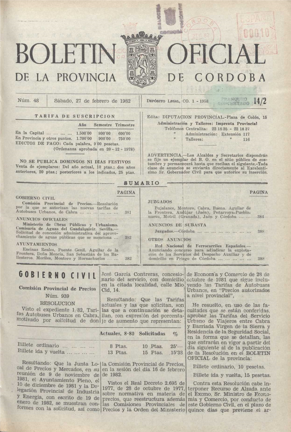 Boletin De La Provincia De Cordoba