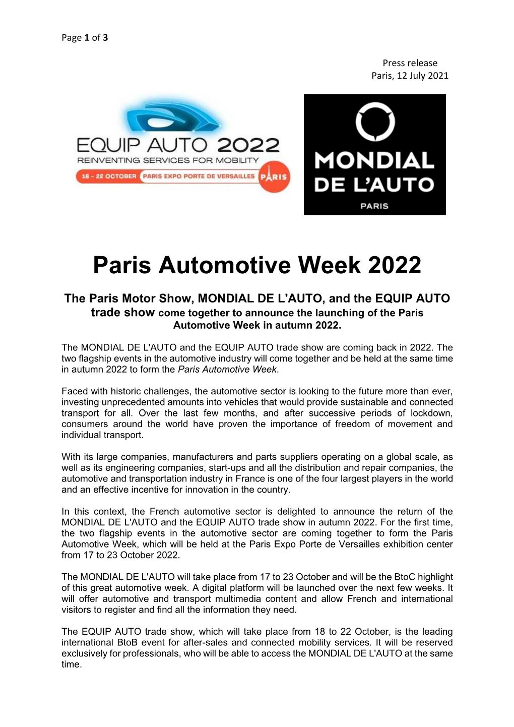 Paris Automotive Week 2022