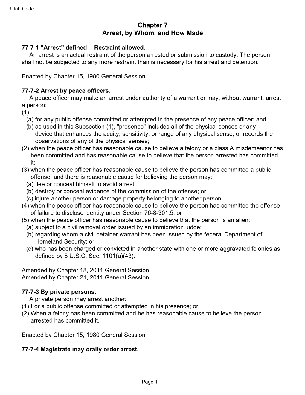 Chapter 7 Arrest, by Whom, and How Made