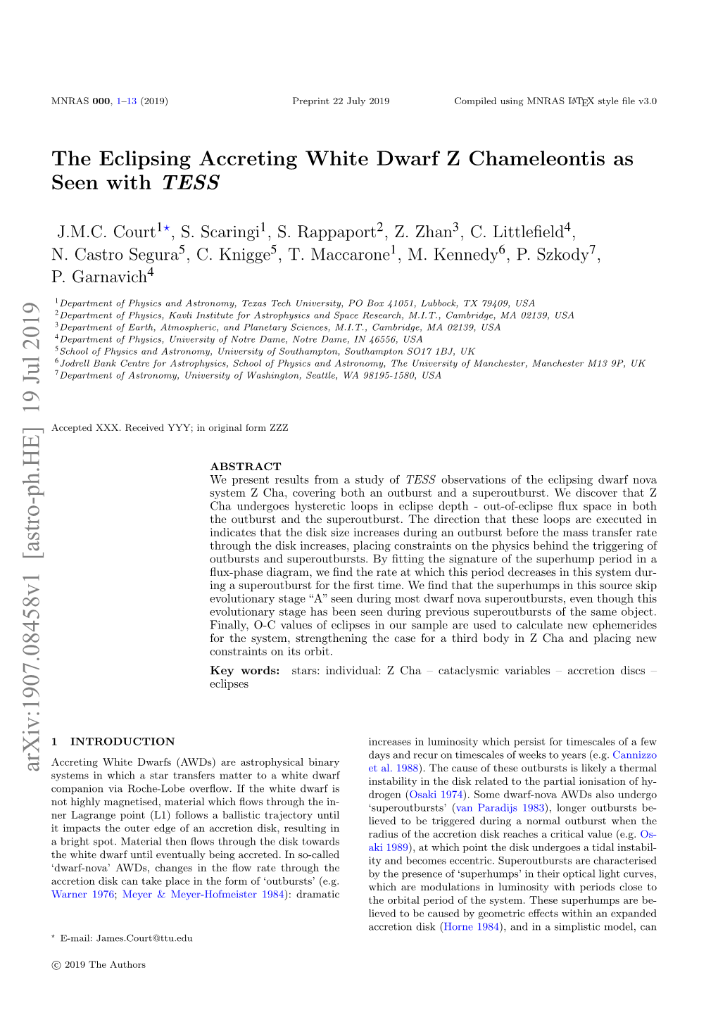 The Eclipsing Accreting White Dwarf Z Chameleontis As Seen with TESS