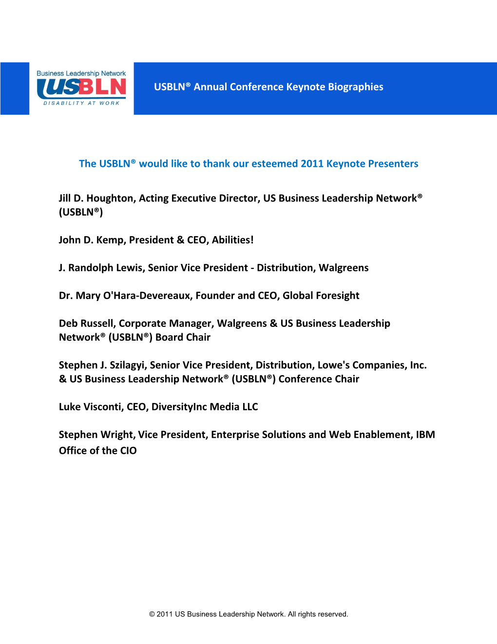 Jill D. Houghton, Acting Executive Director, US Business Leadership Network (USBLN )