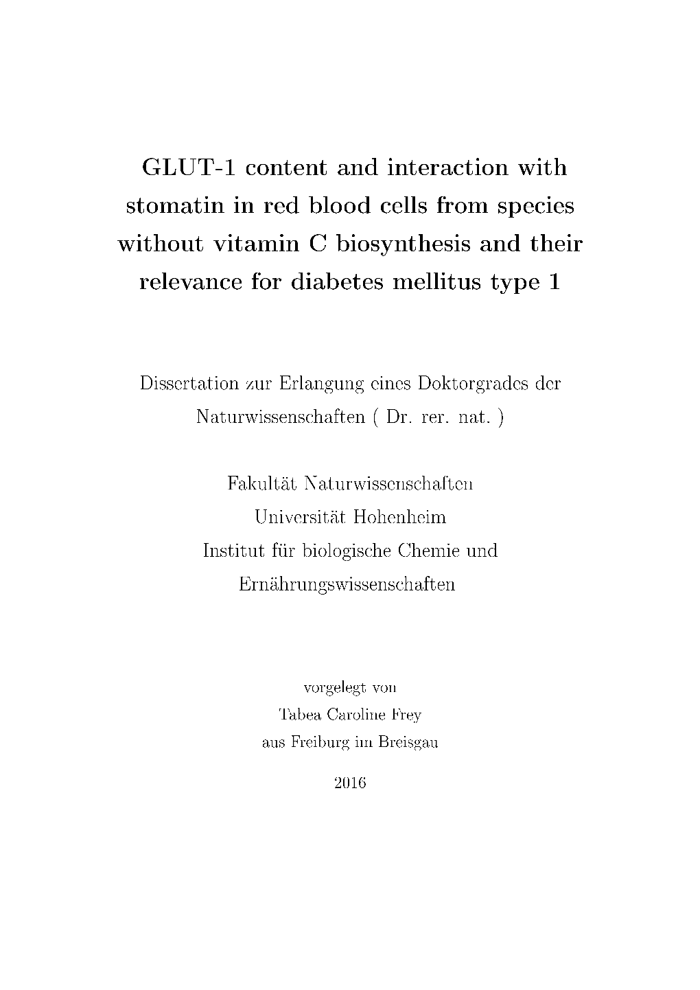 GLUT-1 Content and Interaction with Stomatin in Red Blood Cells from Species Without Vitamin C Biosynthesis and Their Relevance for Diabetes Mellitus Type 1