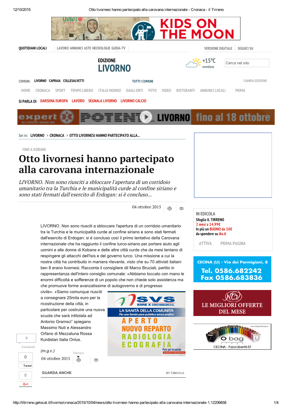 Otto Livornesi Hanno Partecipato Alla Carovana Internazionale LIVORNO