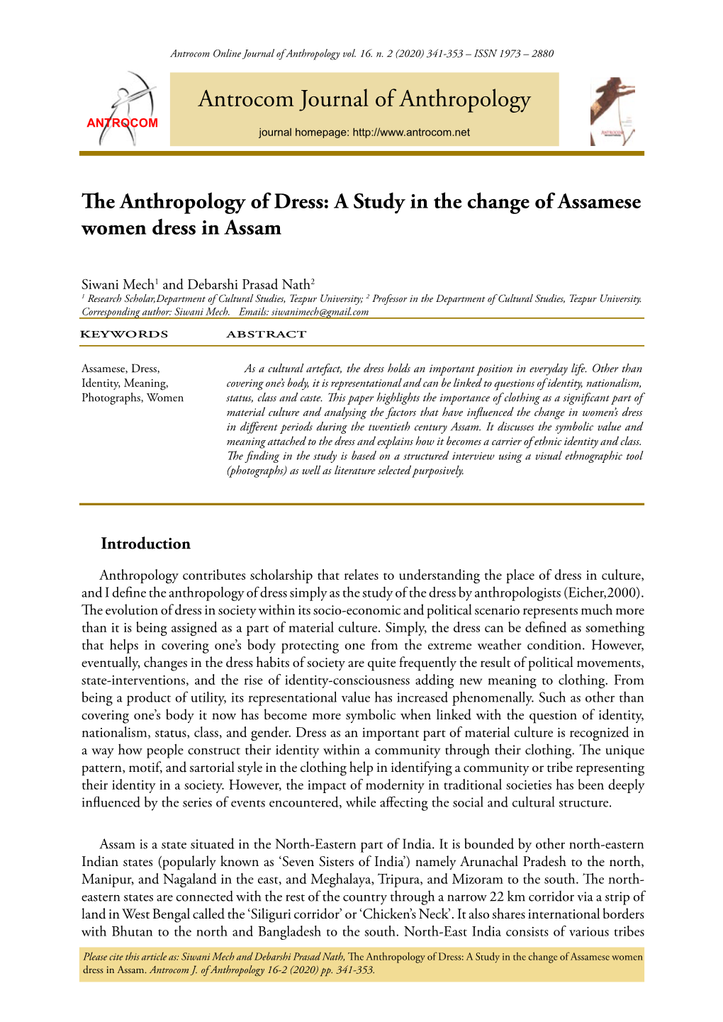 Antrocom Journal of Anthropology ANTROCOM Journal Homepage