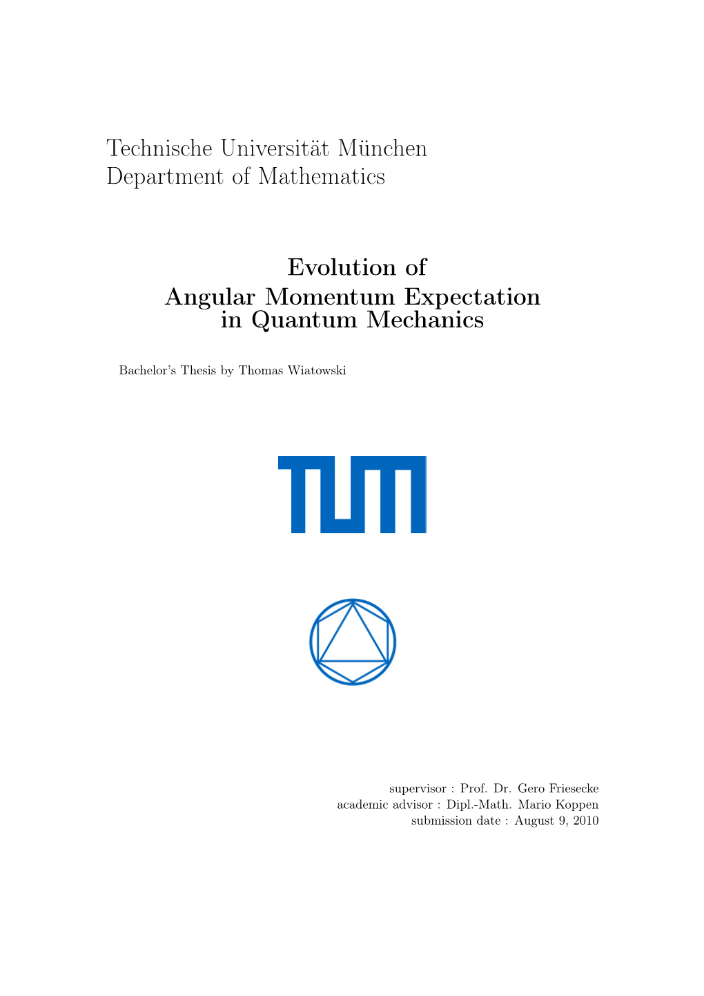 Technische Universität München Department of Mathematics