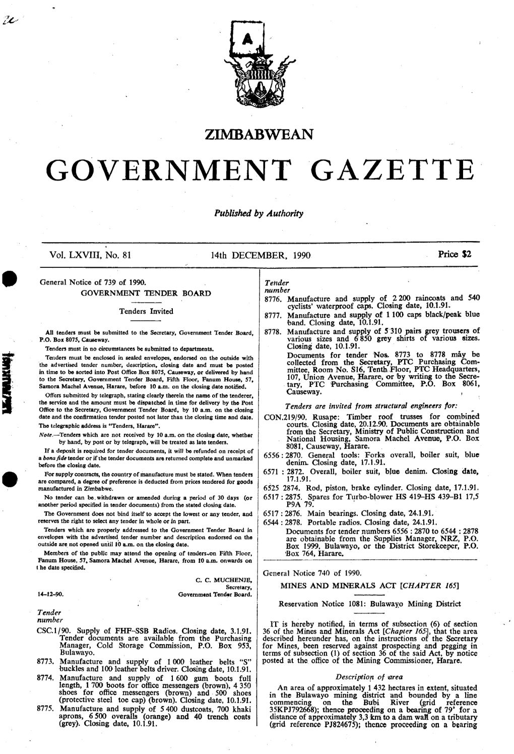 Zimbabwean Government Gazette