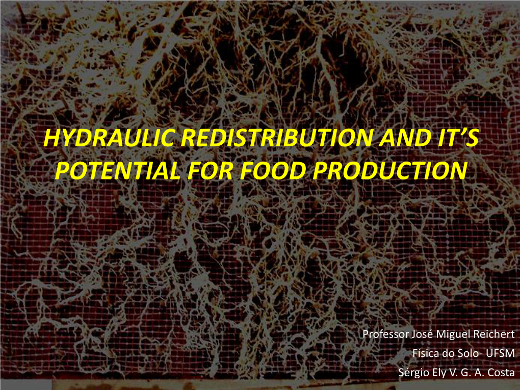 Hydraulic Redistribution and It's Potential for Food