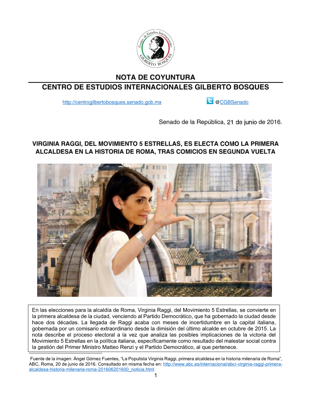 En Las Elecciones Para La Alcaldía De Roma, Virginia Raggi, Del