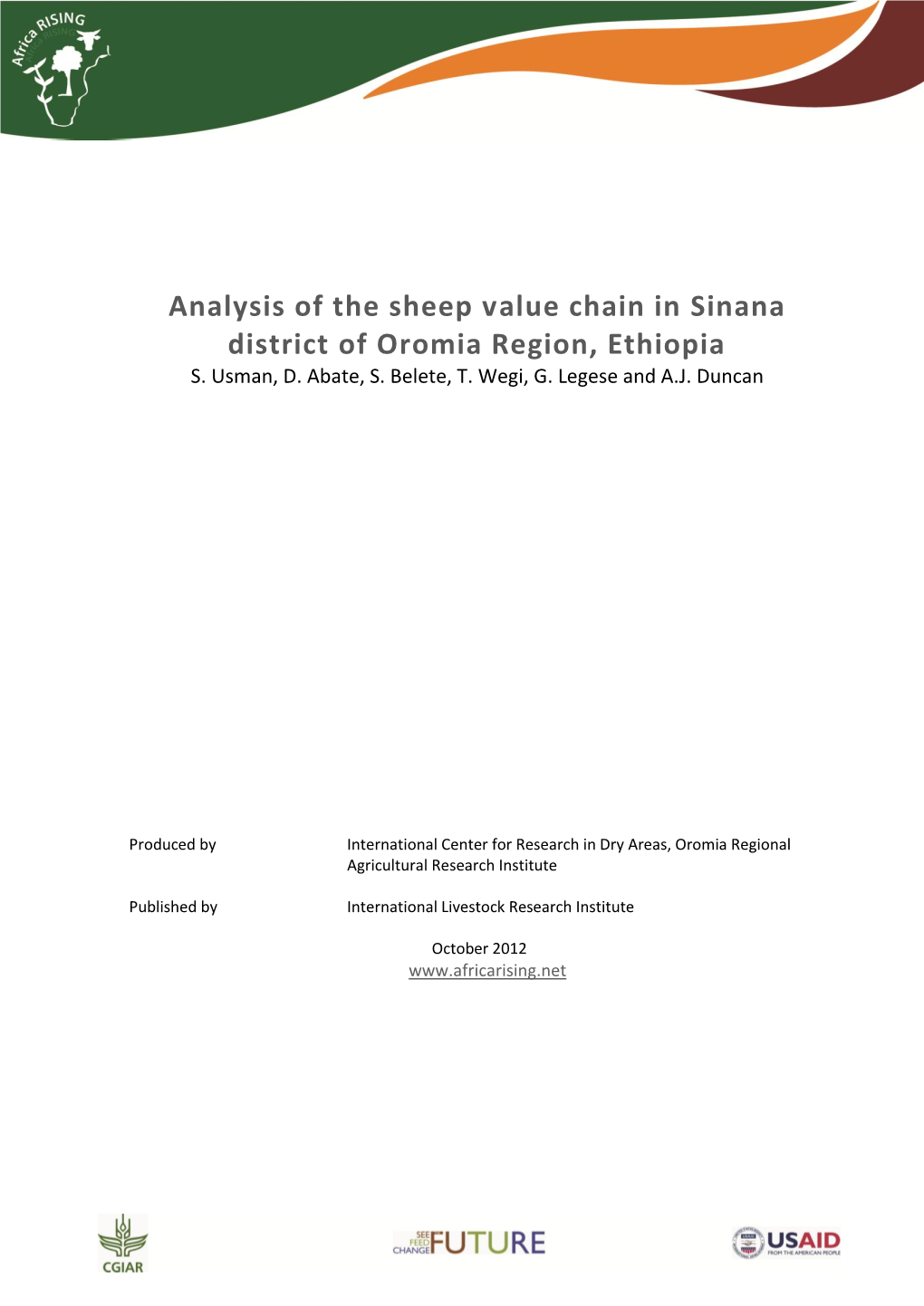 Analysis of the Sheep Value Chain in Sinana District of Oromia Region, Ethiopia S