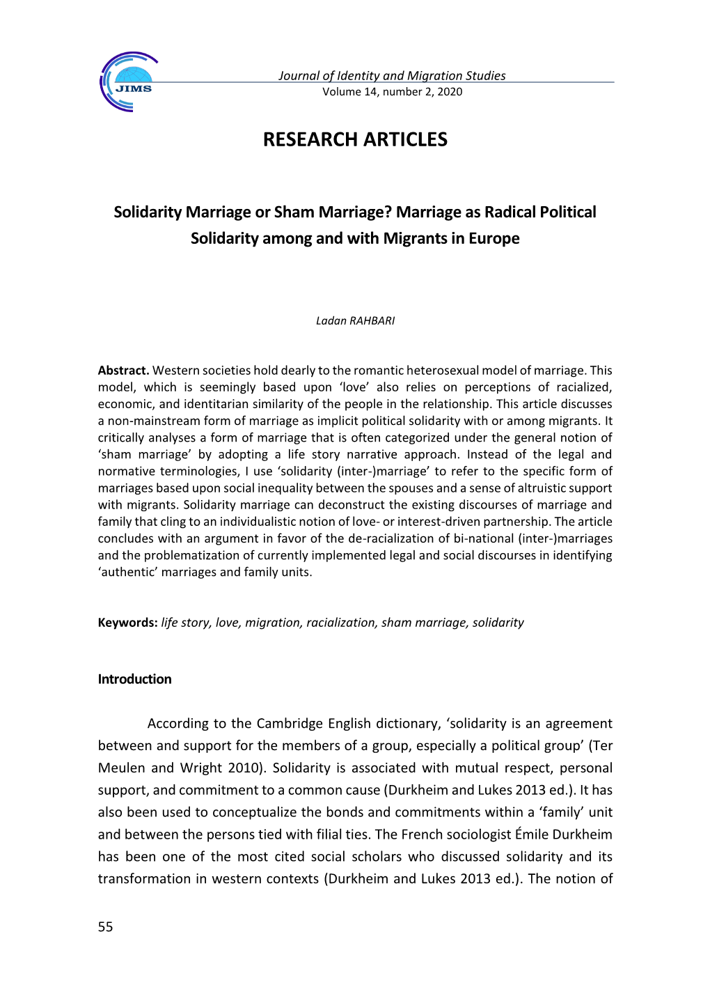 Marriage As Radical Political Solidarity Among and with Migrants in Europe