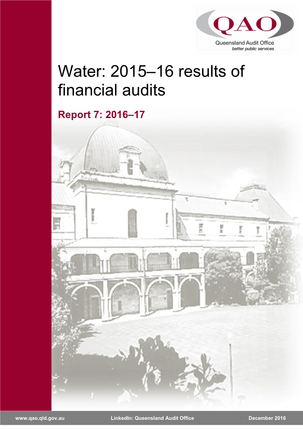 Water: 2015–16 Results of Financial Audits