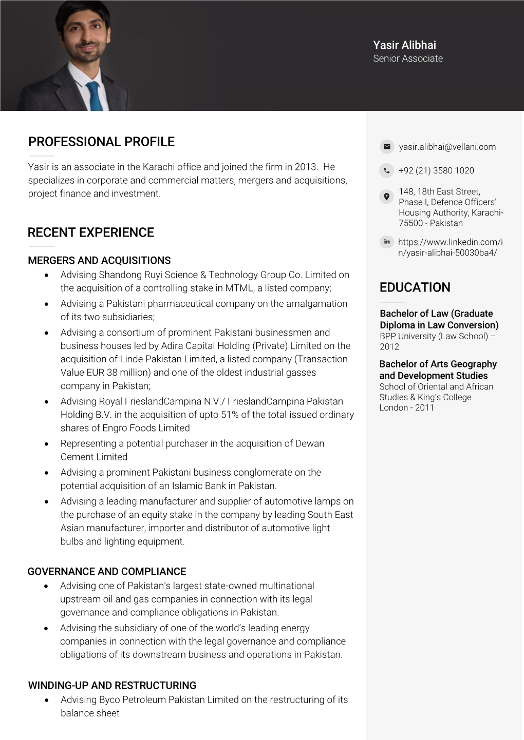 Professional Profile Education Recent Experience