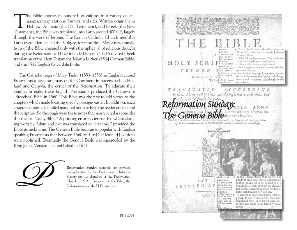 Reformation Sunday: the Geneva Bible