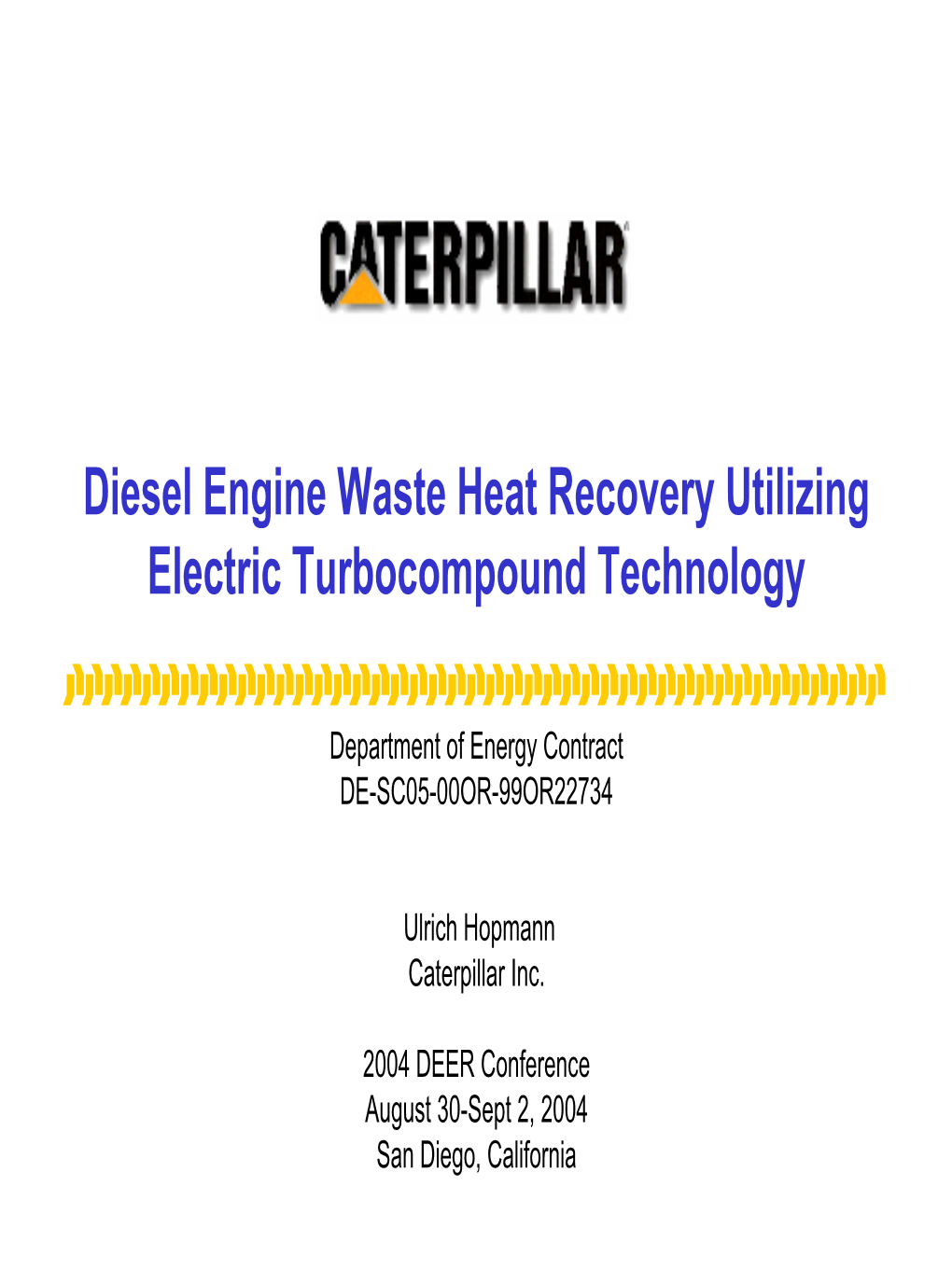 Diesel Engine Waste Heat Recovery Utilizing Electric Turbocompound Technology