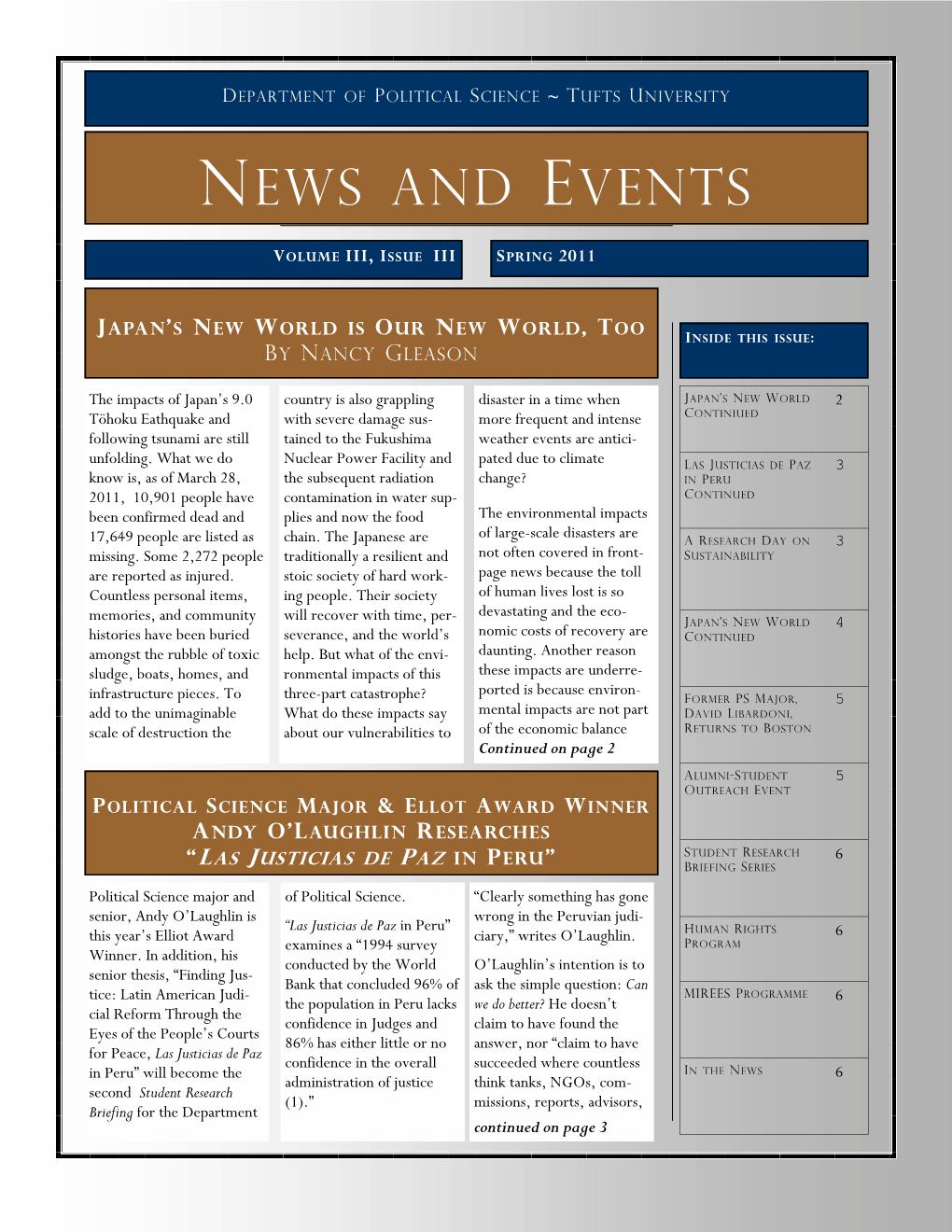 Spring 2011 Newsletter Vol III Issue III.Pub