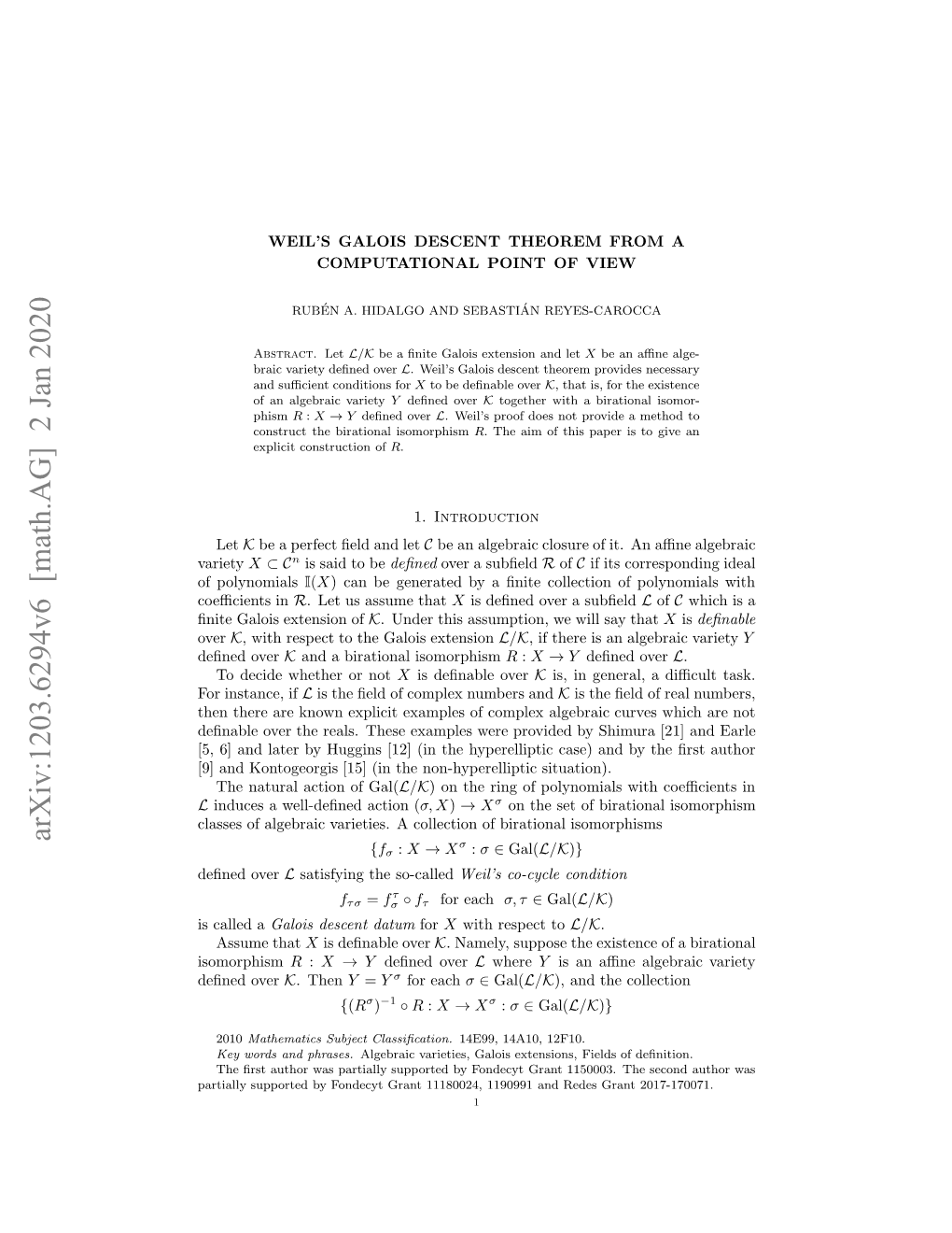 Weil's Galois Descent Theorem from a Computational Point of View