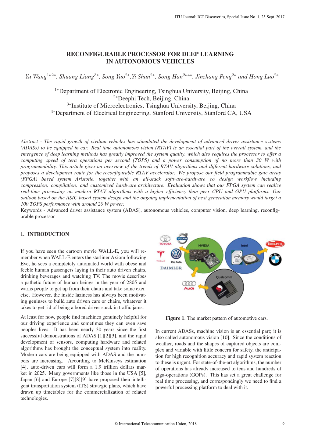 Reconfigurable Processor for Deep Learning in Autonomous Vehicles