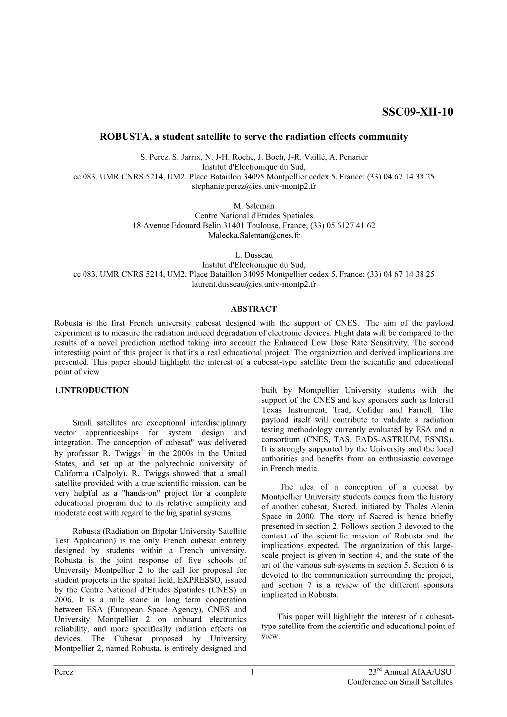 ROBUSTA, a Student Satellite to Serve the Radiation Effects Community