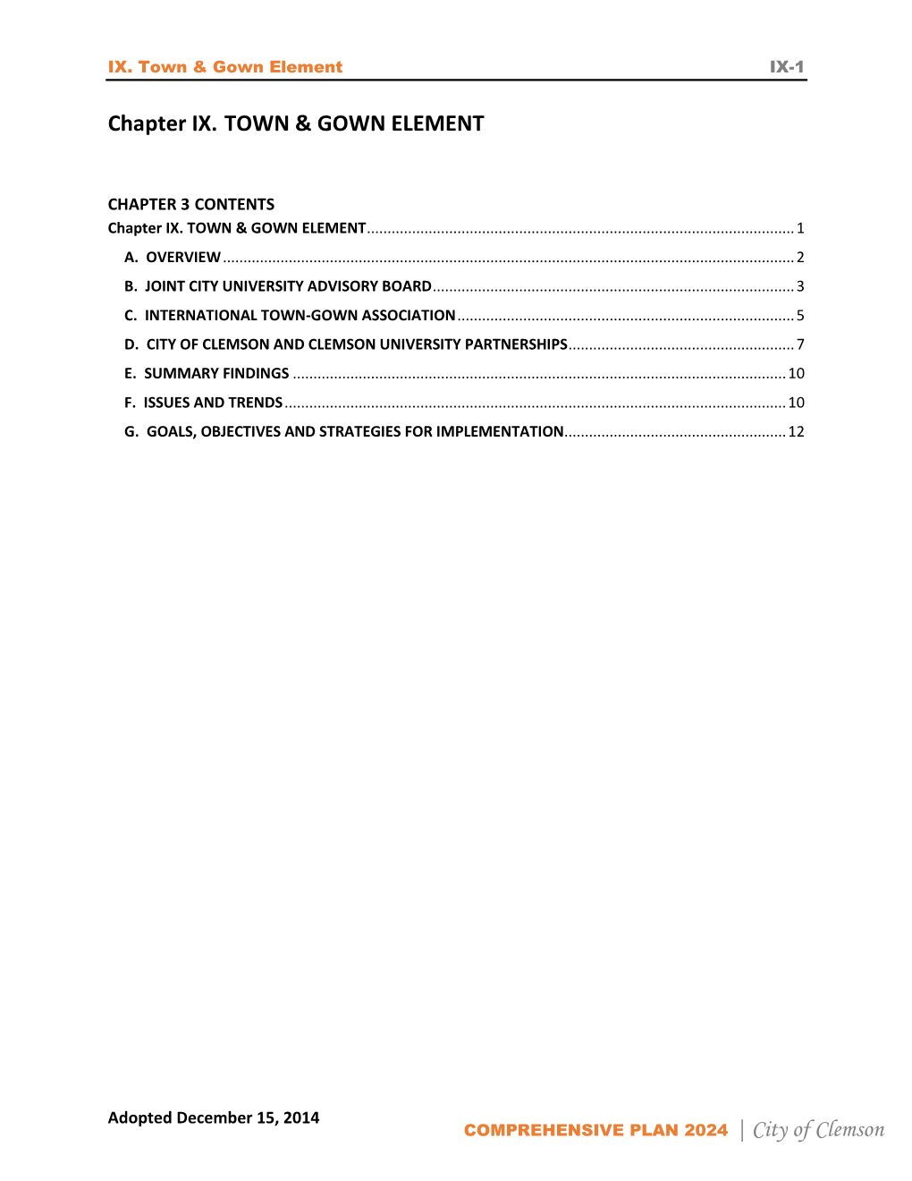 COMPREHENSIVE PLAN 2024 | City of Clemson IX-2 IX